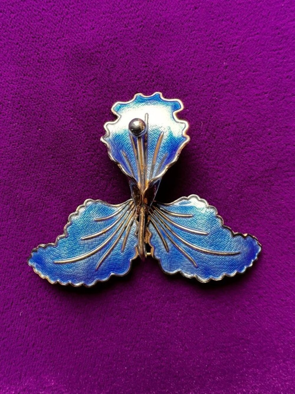 Vintage sterling silver orchid brooch / pin